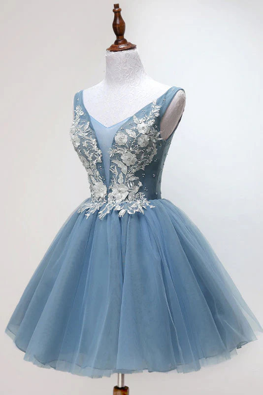 Tulle lace short prom dress