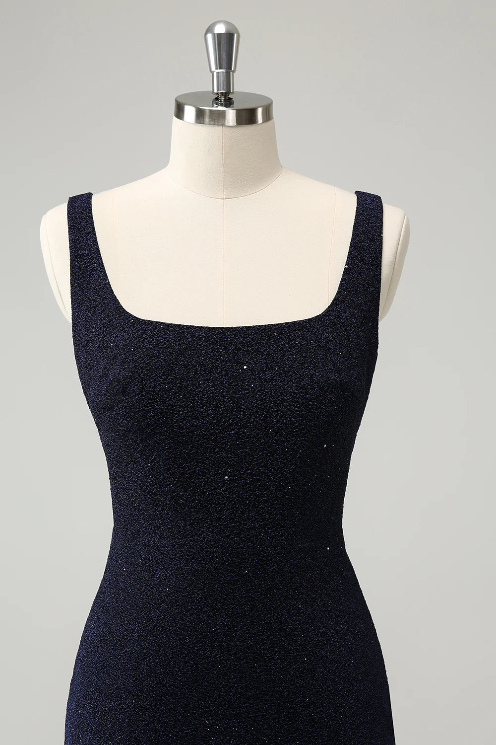 Sparkly Square Neck Bodycon Mini Homecoming Dress With Slit