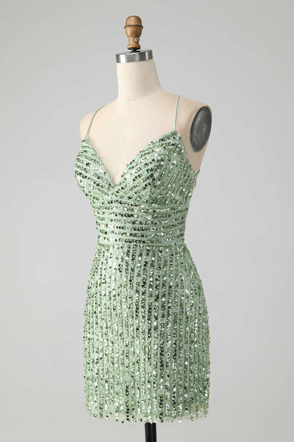 Sparkly Tight Sequins Short Homecoming Dress with Lace Up Back