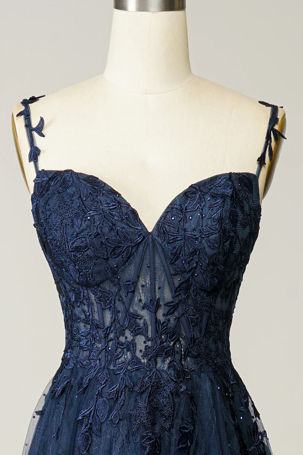 A Line Spaghetti Straps Prom Dress with Appliques