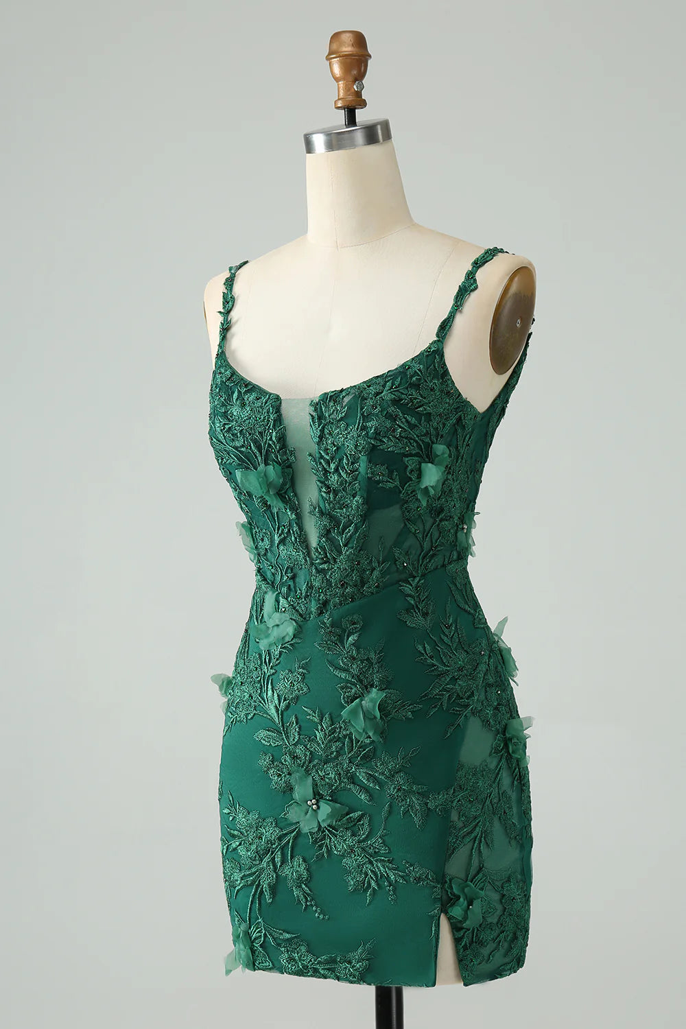 Bodycon Spaghetti Straps Short Homecoming Dress with Appliques