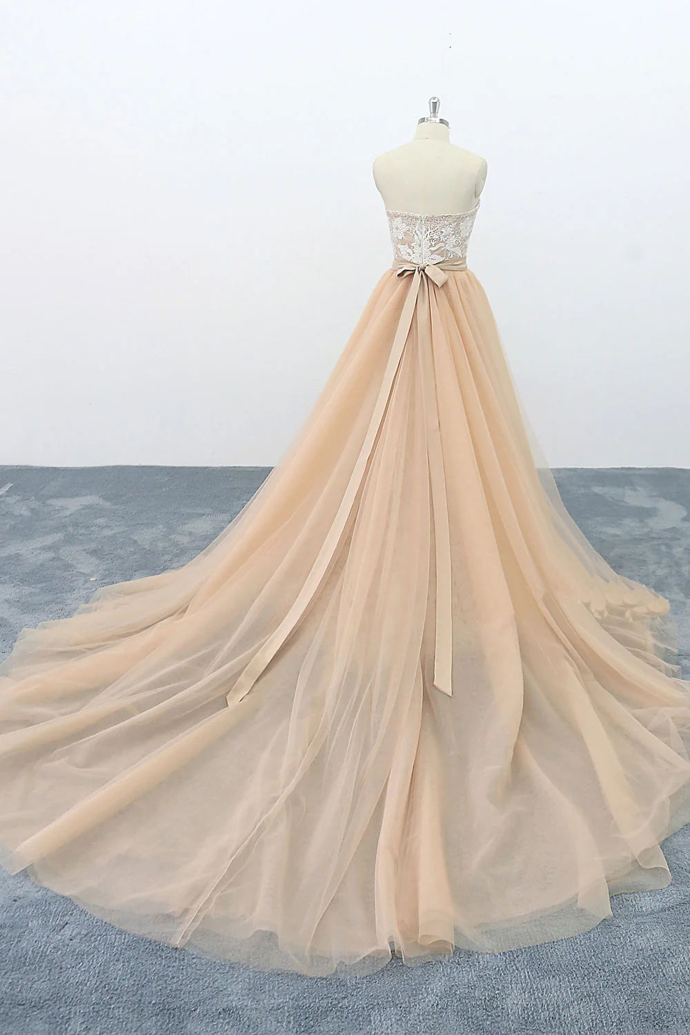 Tulle lace long prom dress