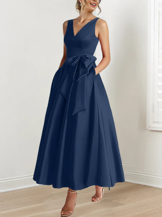 A-Line V-Neck Ankle-Length Mother Of The Bride Dresses