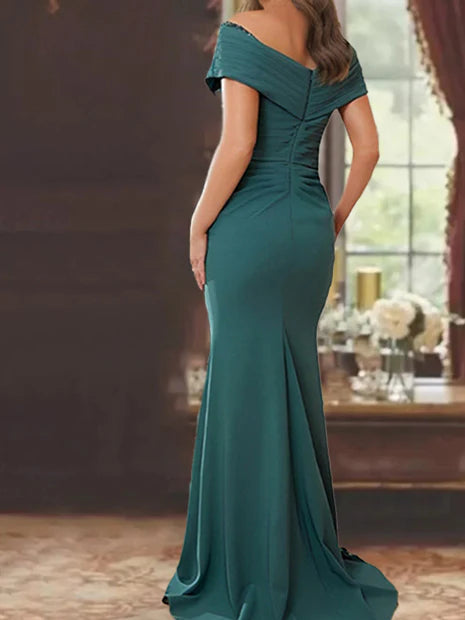 Sheath Floor-Length Off-The-Shoulder Mother Of The Bride Dresses