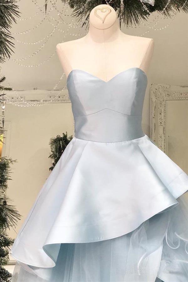 Strapless Long Ruffle Prom Dresses