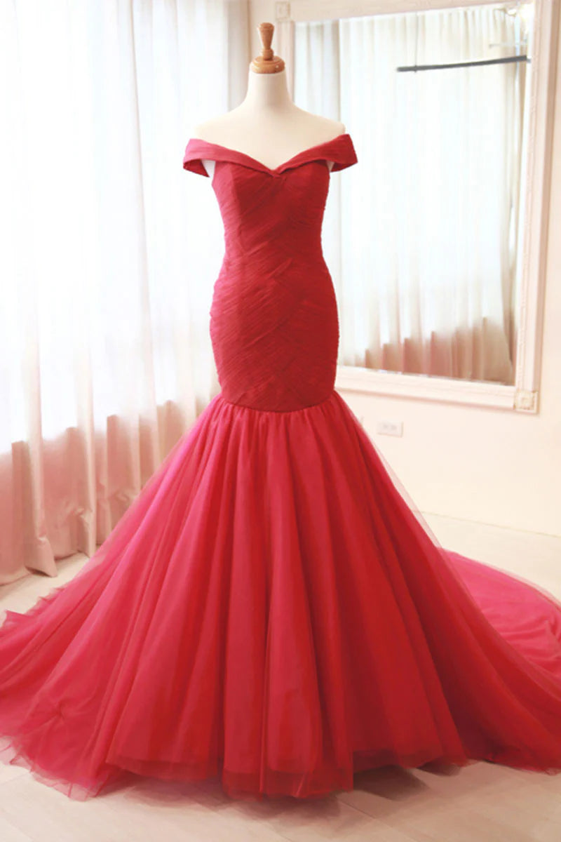 Vestido de fiesta largo de tul de sirena