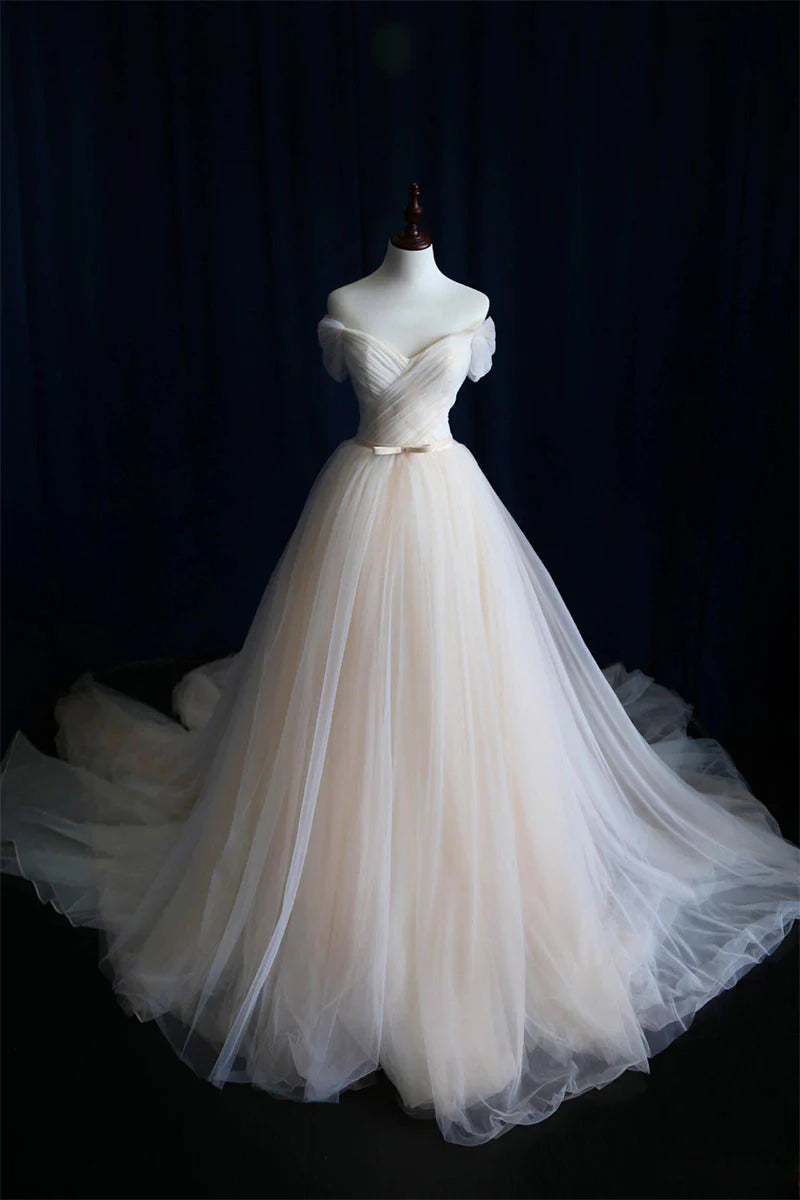 tulle long prom dress