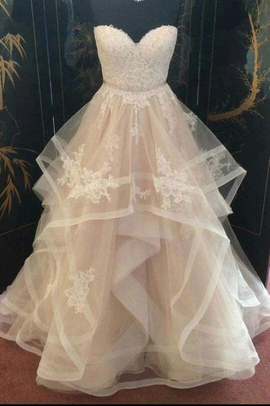 Tulle lace long prom dress