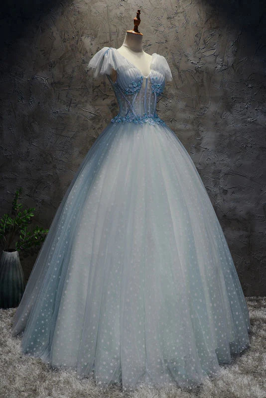 Tulle long prom dress