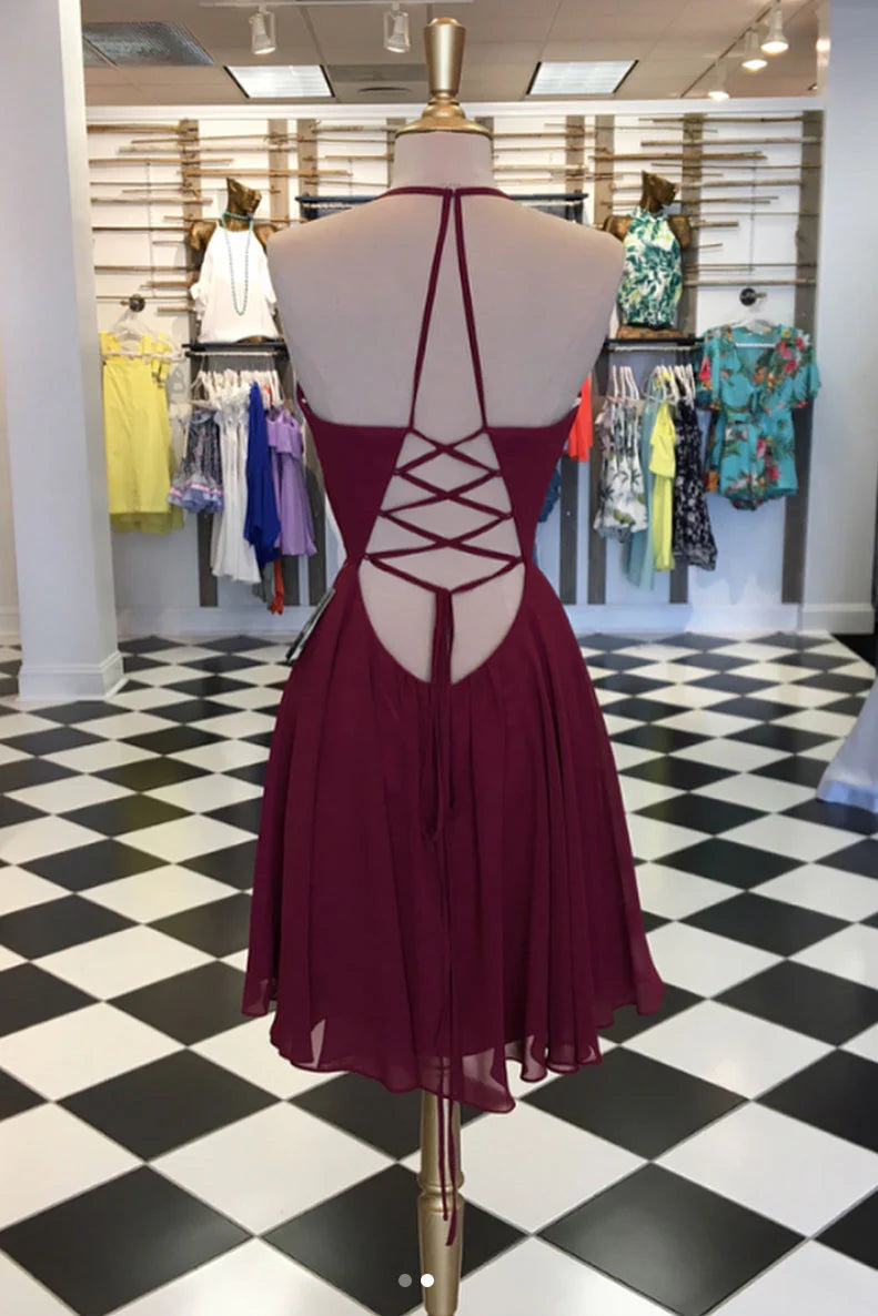 Simple chiffon short prom dress