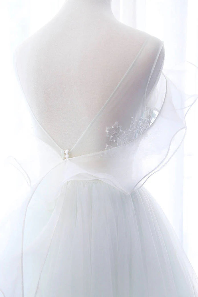 Tulle lace long prom dress
