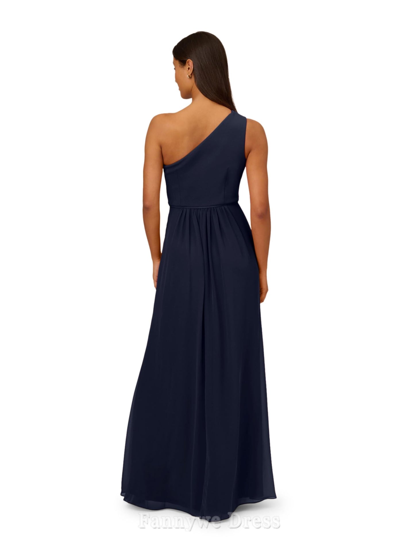 A-line One Shoulder Chiffon formal dresses evening gown Prom Dress With Side Slit