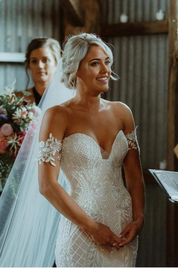 Mermaid V Neck Strapless Lace Appliques Ivory Ball Gown Bridal Dresse Wedding Dresses