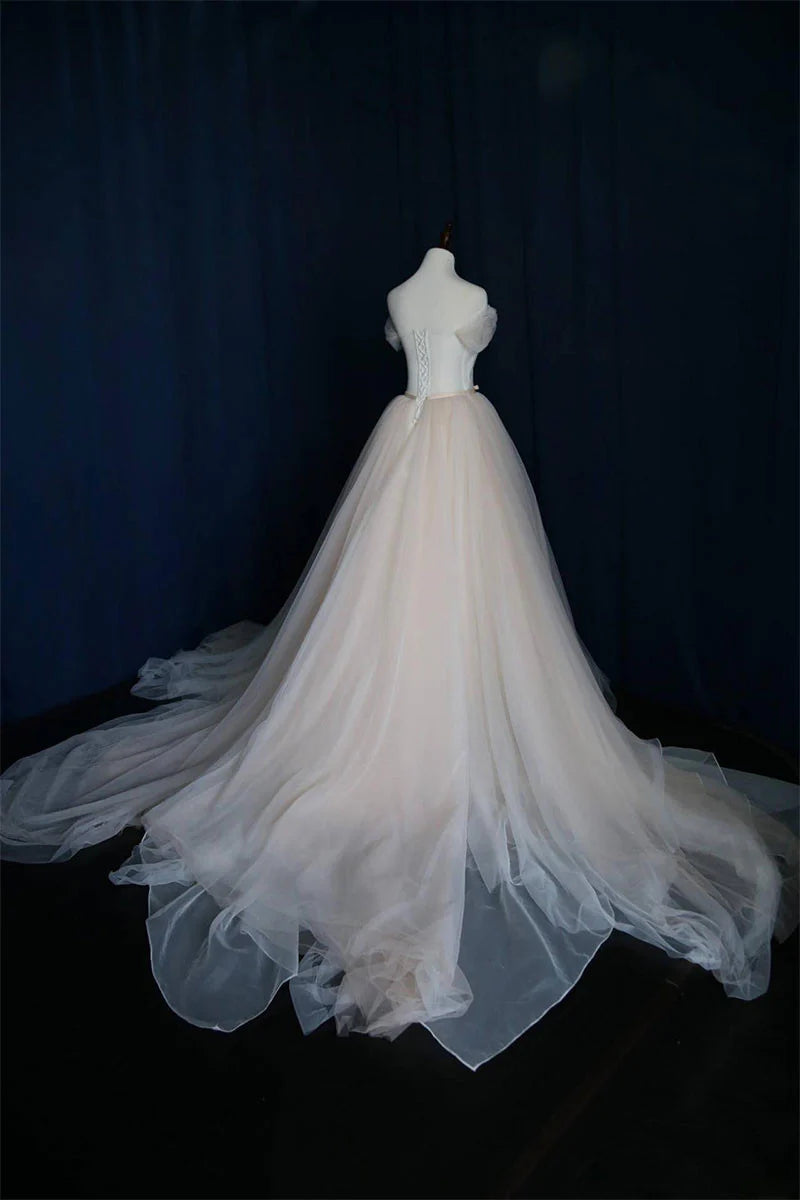 tulle long prom dress