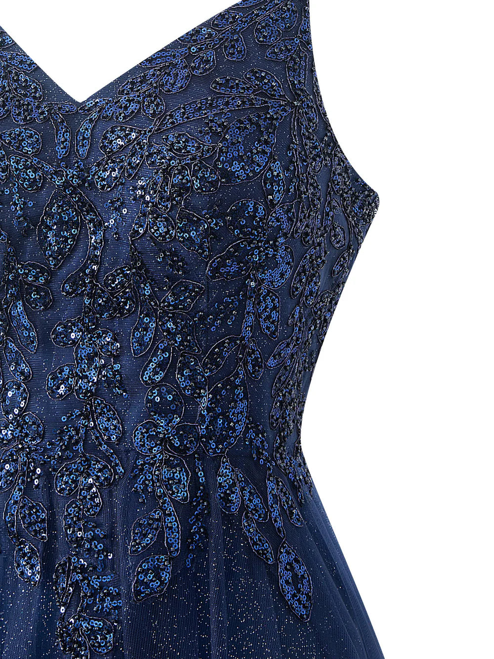 A-line Floor Length Glitter Tulle Prom Dress
