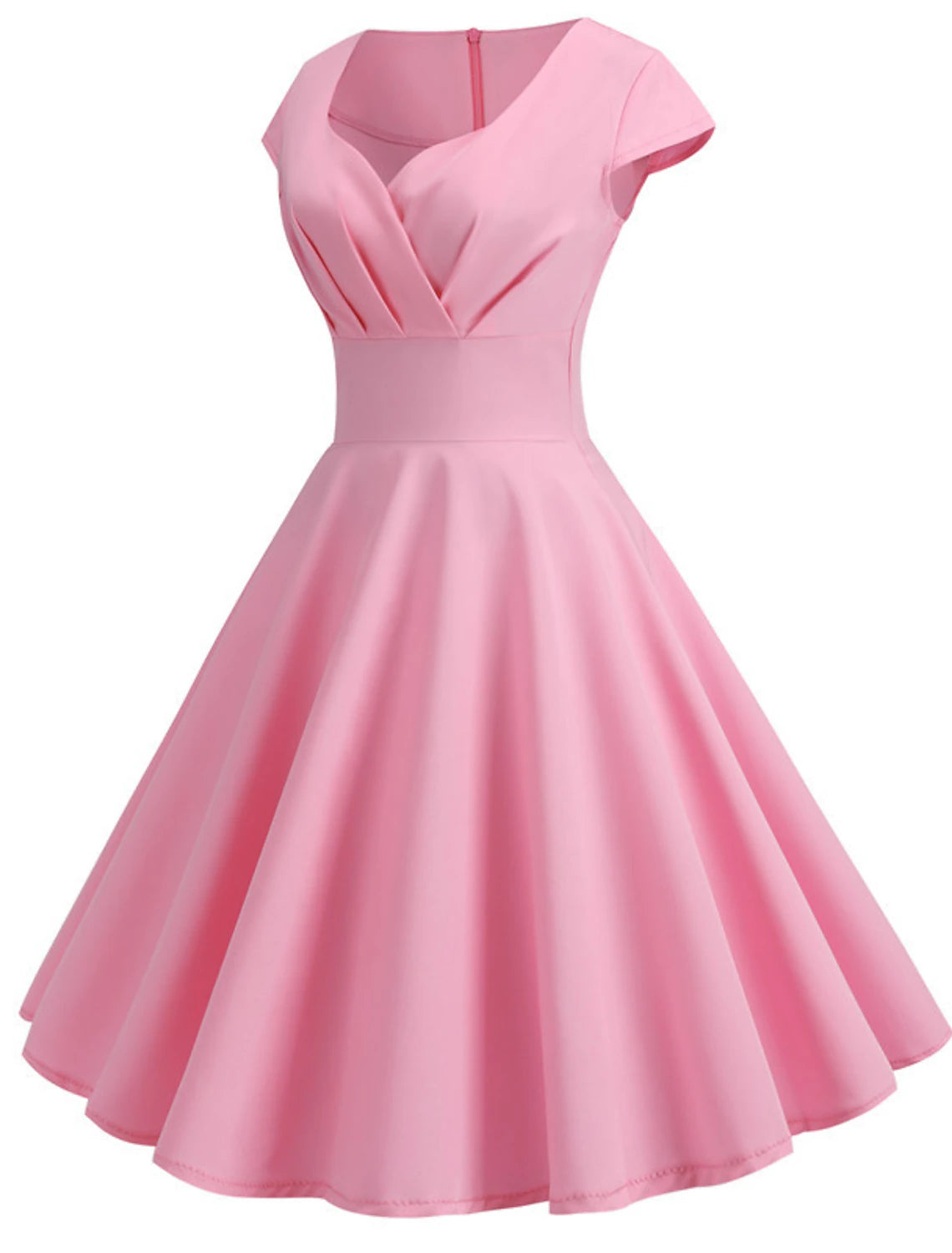 A-Line Party Dresses Vintage Dress Holiday Knee Length Short Sleeve V Neck Spandex with Pleats Print