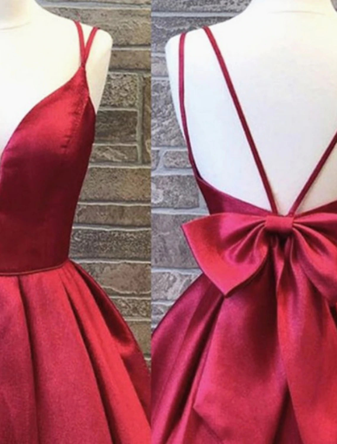 Vestidos de fiesta de corte A, sin espalda, cortos/mini, sin mangas, con tirantes finos, charmeuse y lazo(s).
