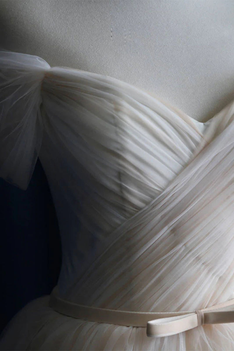 tulle long prom dress