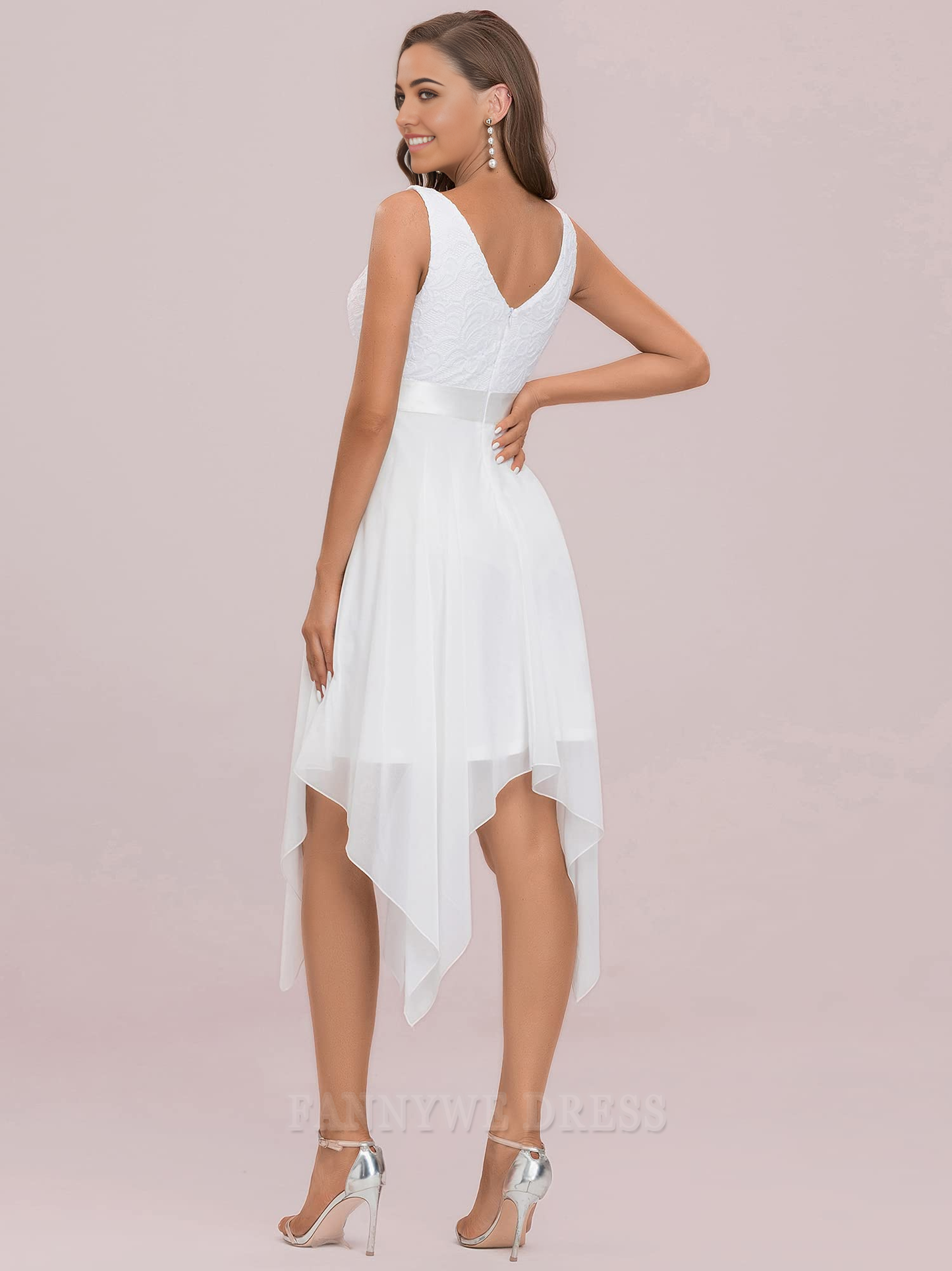 A Line Chiffon Vintage V Neck Lace formal dresses Bridesmaid Dresses evening gown Prom Dress
