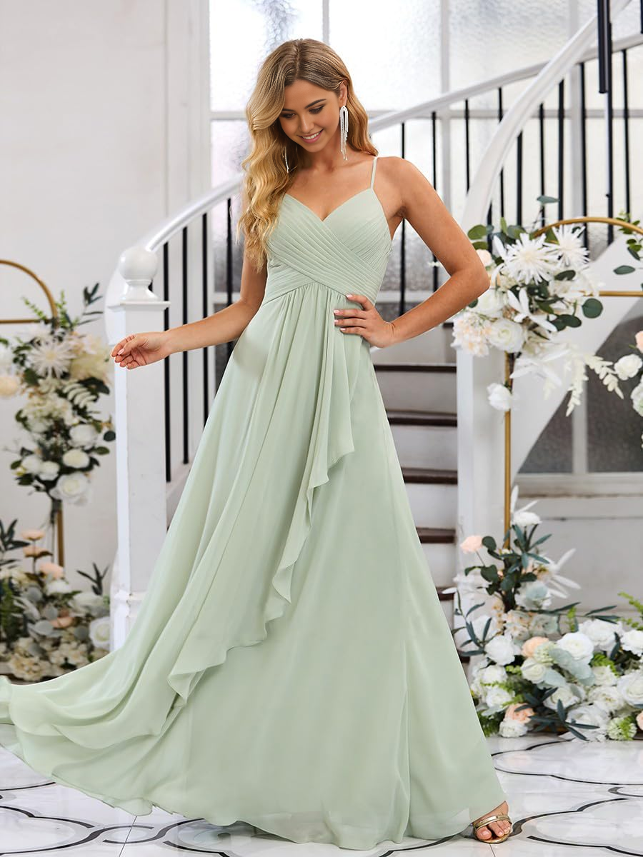 A-Linie V-Ausschnitt Spaghettiträger Abendkleider Abendkleid Ballkleid mit Schlitz