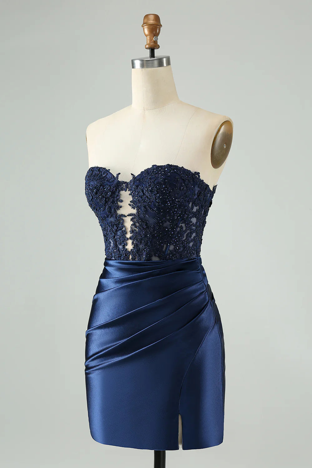 Sparkly Bodycon Strapless Hollow Out Homecoming Dress with Lace