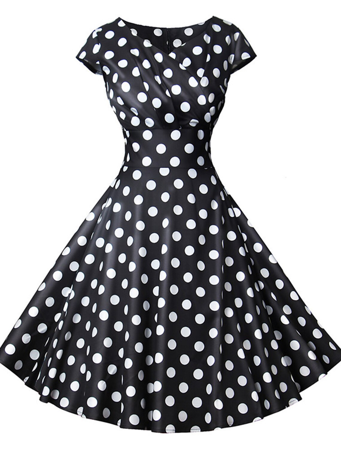 A-Line Party Dresses Vintage Dress Christmas Knee Length Short Sleeve V Neck Polyester with Pattern / Print Polka Dot