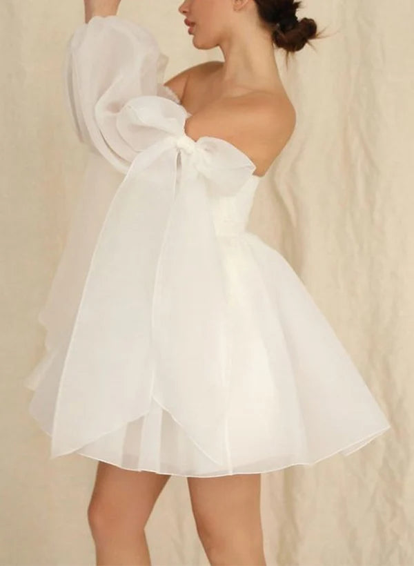 A-Line Long Sleeves Short Wedding Dresses