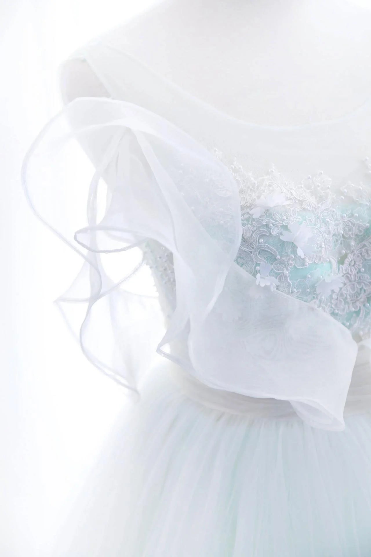 Tulle lace long prom dress