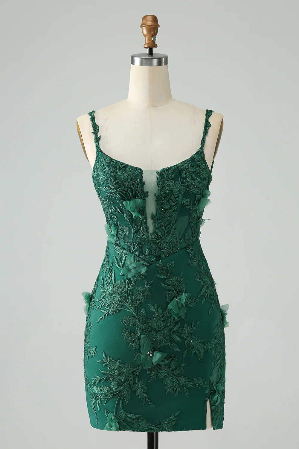 Bodycon Spaghetti Straps Short Homecoming Dress with Appliques