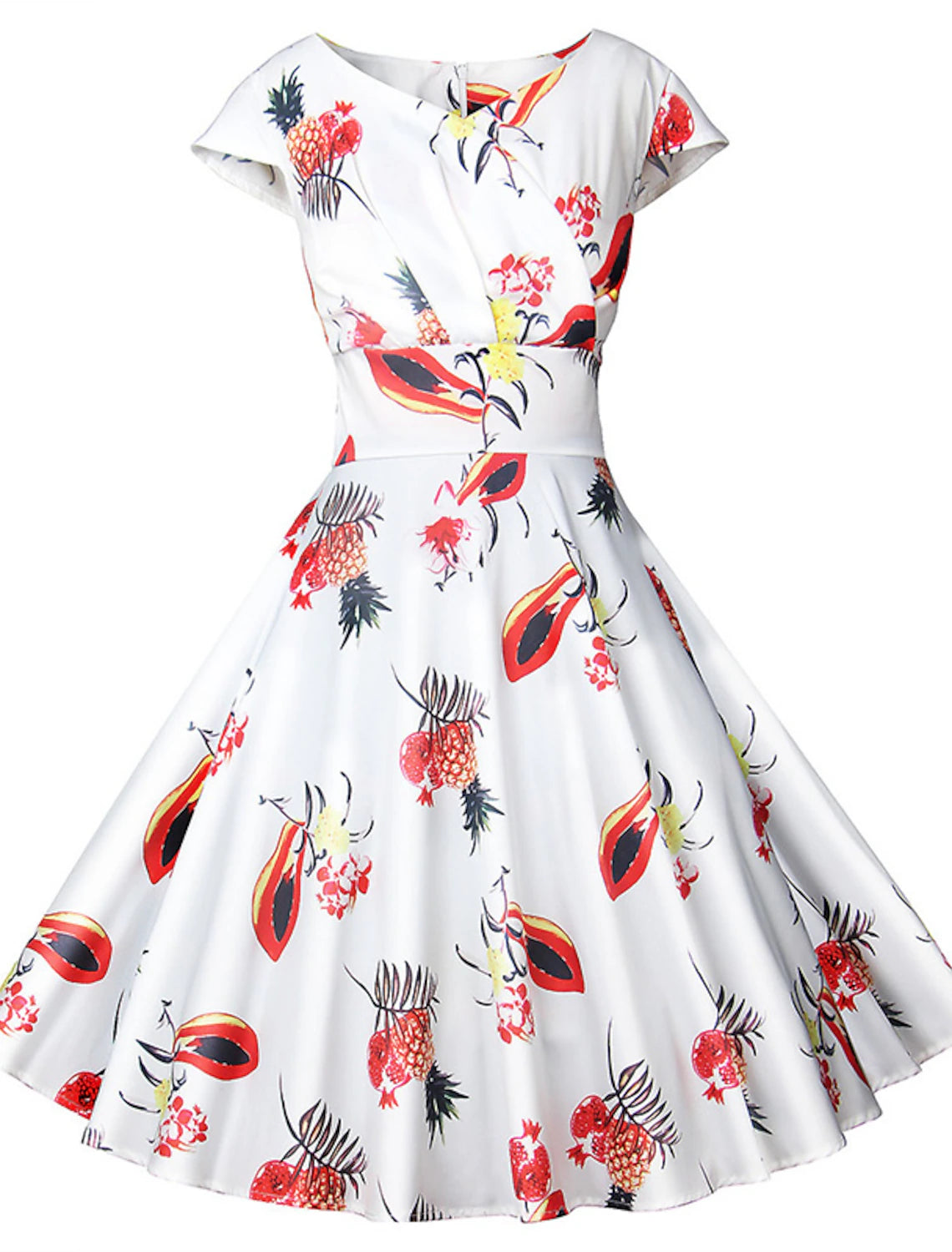 A-Line Party Dresses Vintage Dress Christmas Knee Length Short Sleeve V Neck Polyester with Pattern / Print Polka Dot