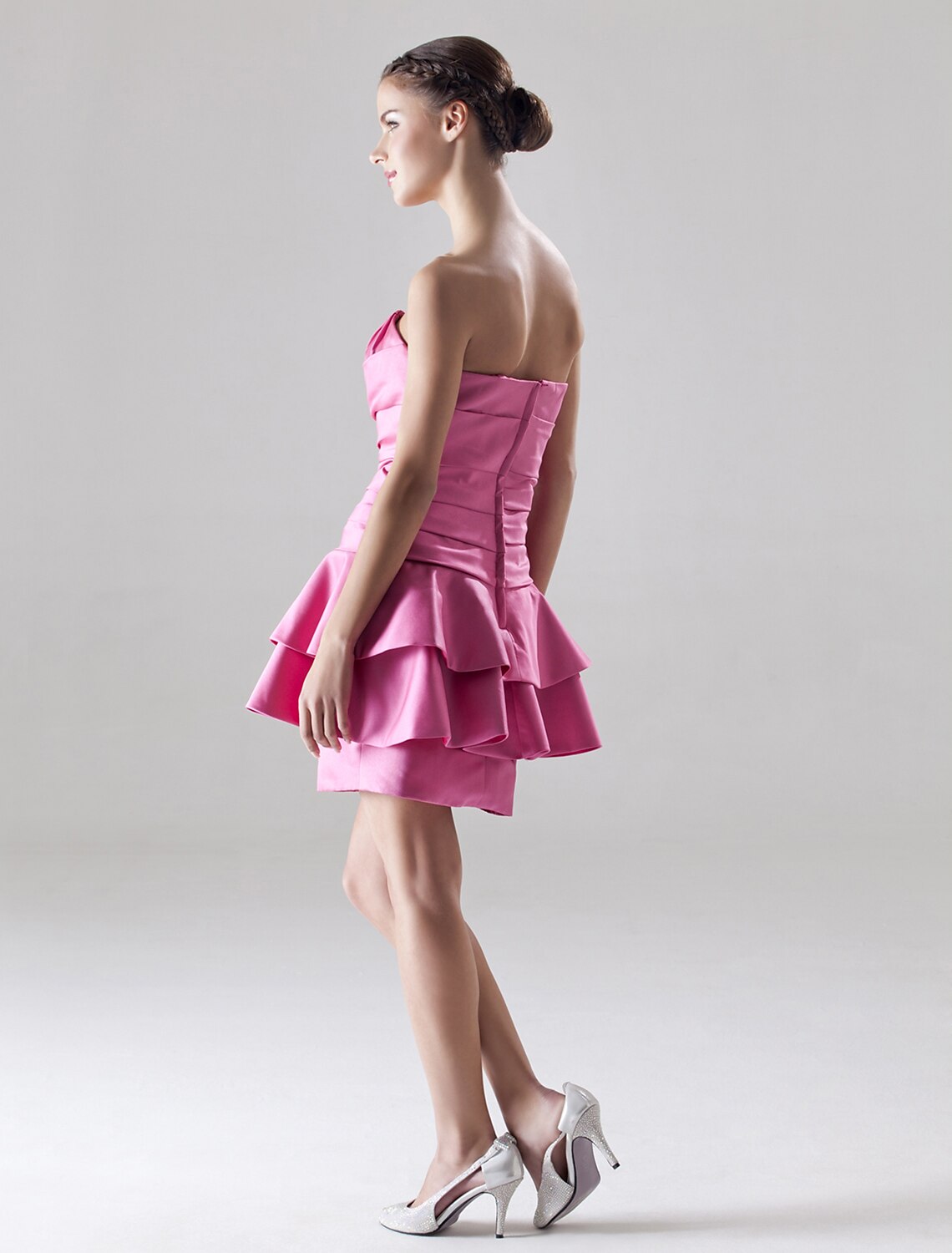 A-Linien-Kleid Homecoming Kurz / Mini Ärmellos Herzausschnitt Satin mit seitlicher Drapierung