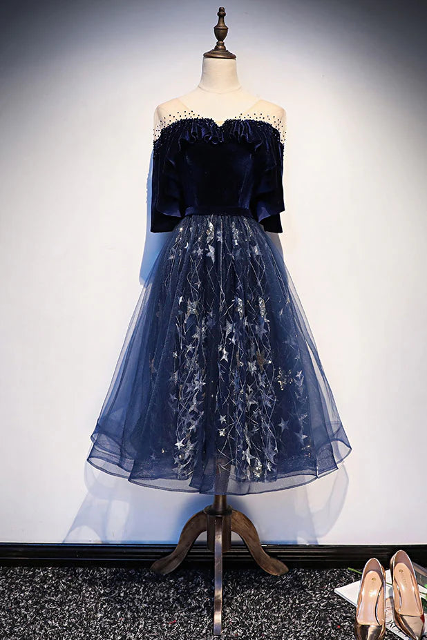 Tulle lace short prom dress