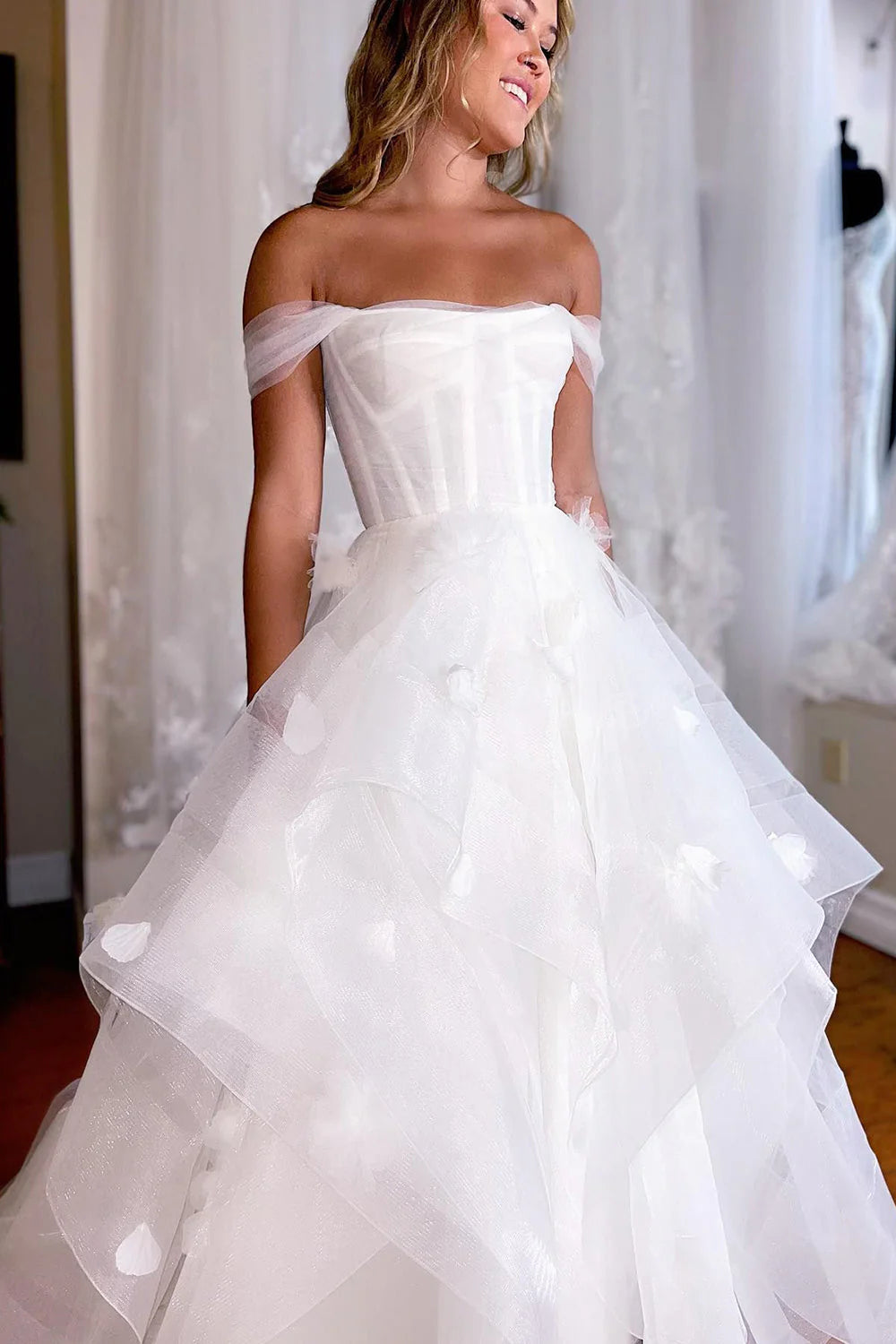 A-Line Corset Appliques Wedding Dress
