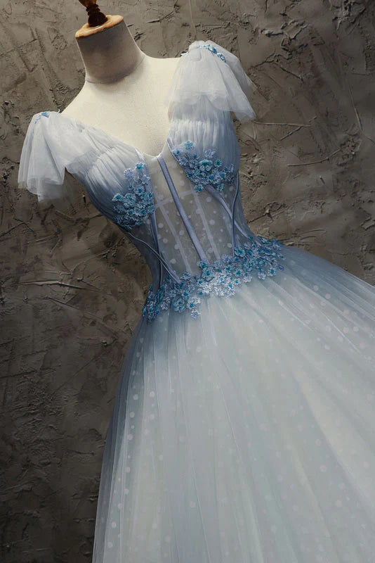Tulle long prom dress