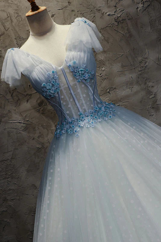 Tulle long prom dress