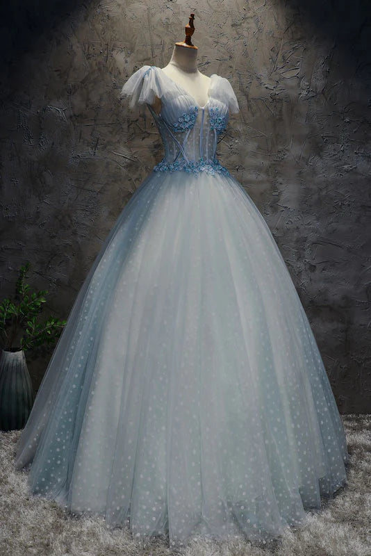 Tulle long prom dress