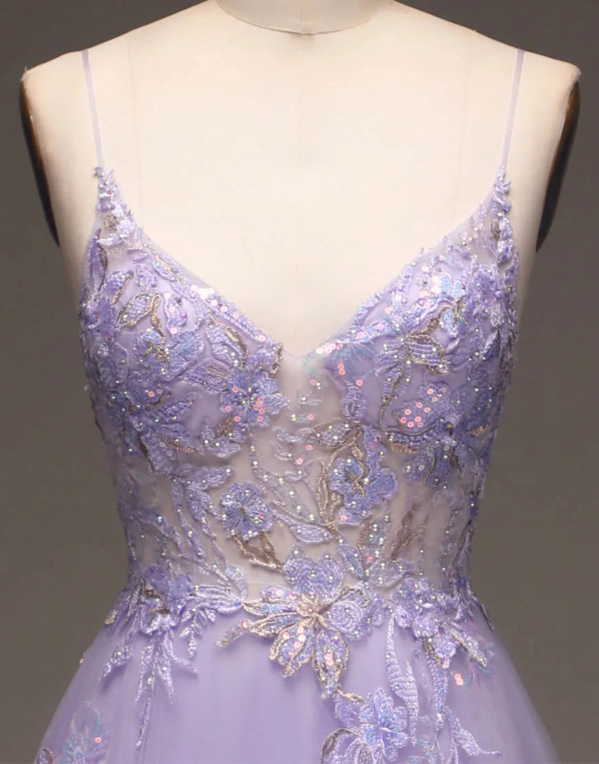 A-Line Long Glitter Prom Dress With Appliques