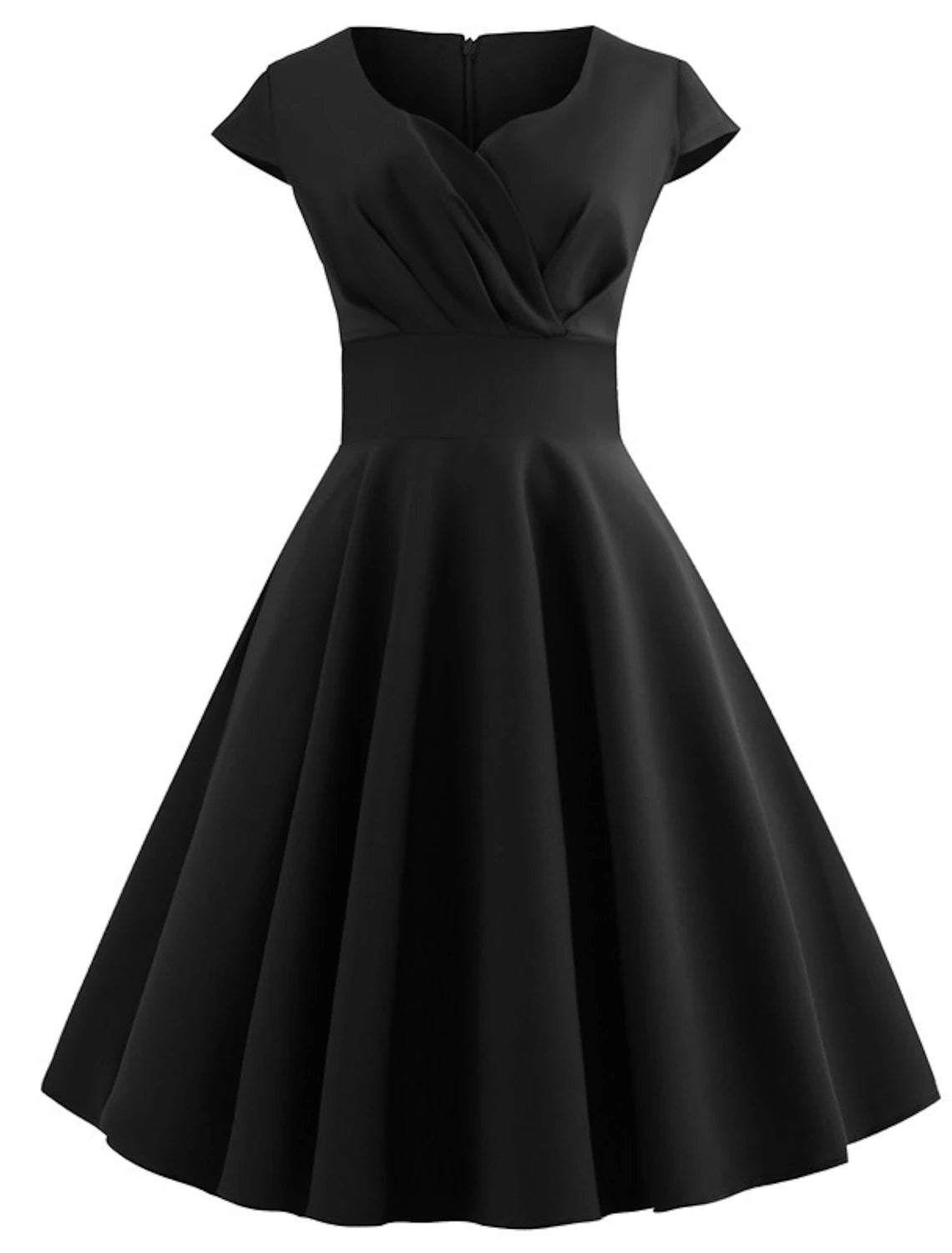 A-Line Party Dresses Vintage Dress Holiday Knee Length Short Sleeve V Neck Spandex with Pleats Print