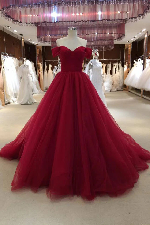 V neck tulle long prom dress