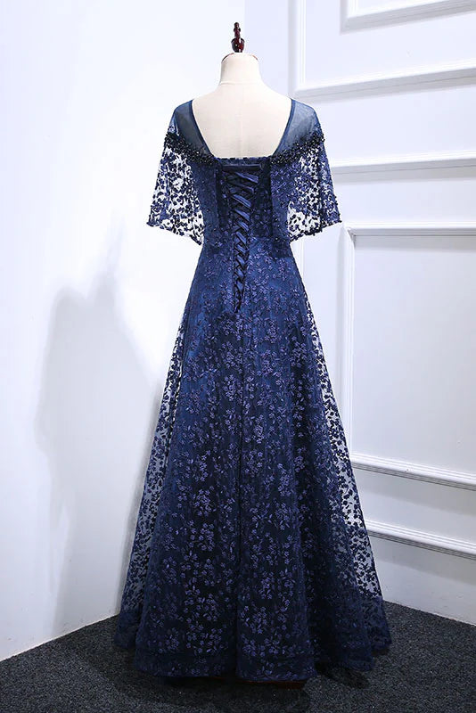 Tulle lace long prom dress