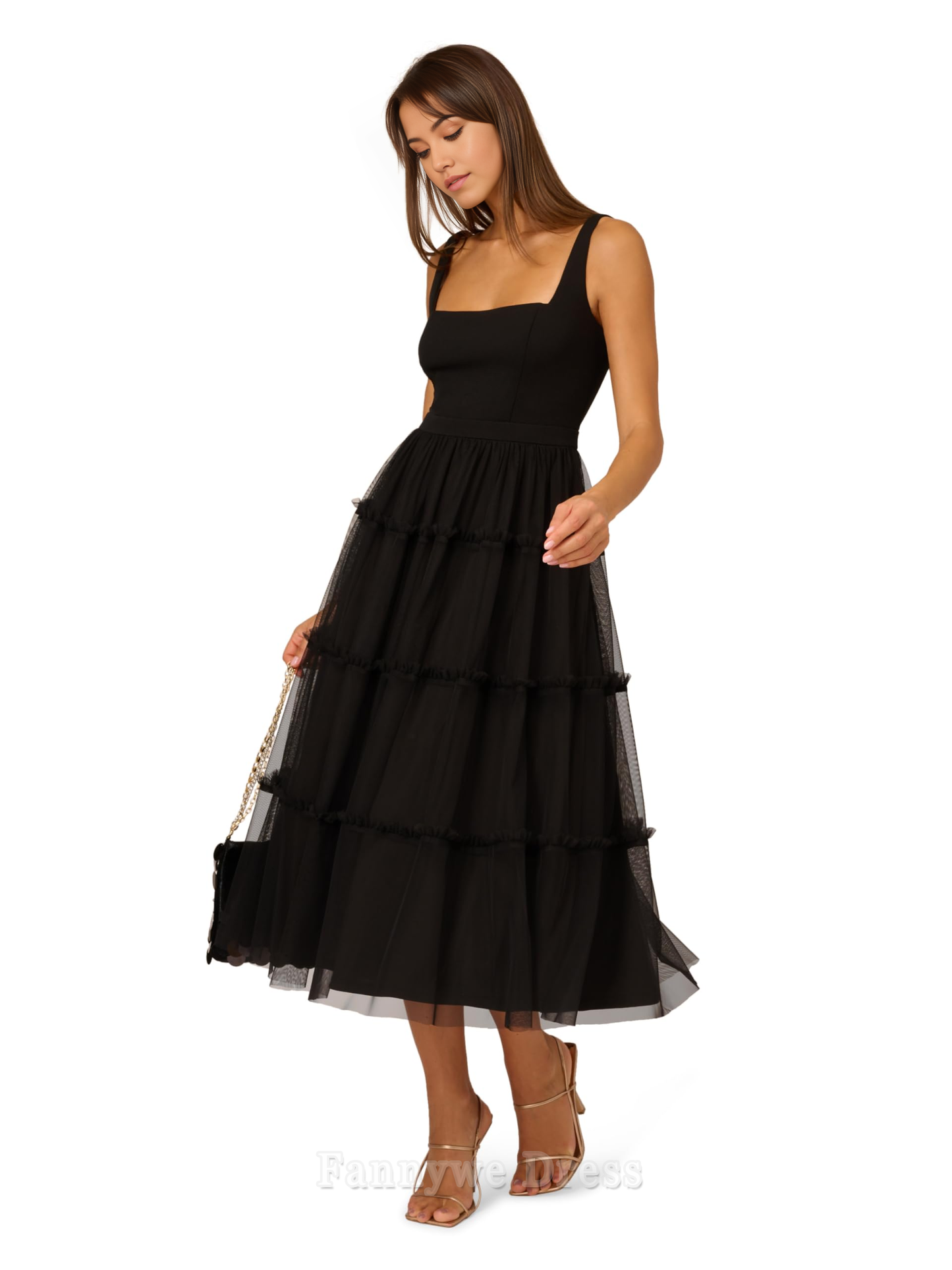 A-Linie Square Neck Abendkleider Brautjungfernkleider Abendkleid Ballkleid
