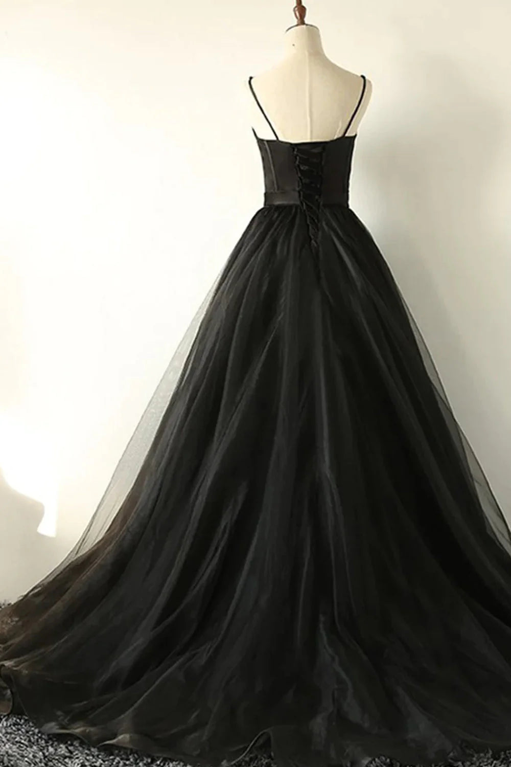A-Line Corset Tulle Long Prom Dress