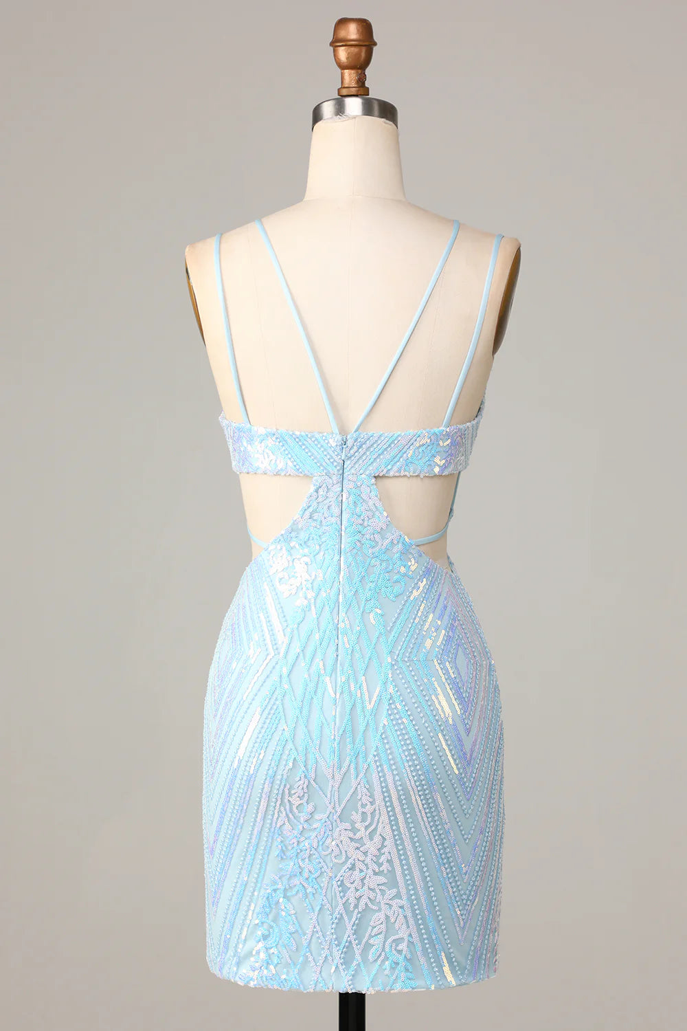 Bodycon Spaghetti Straps Sequins Short Homecoming Dress