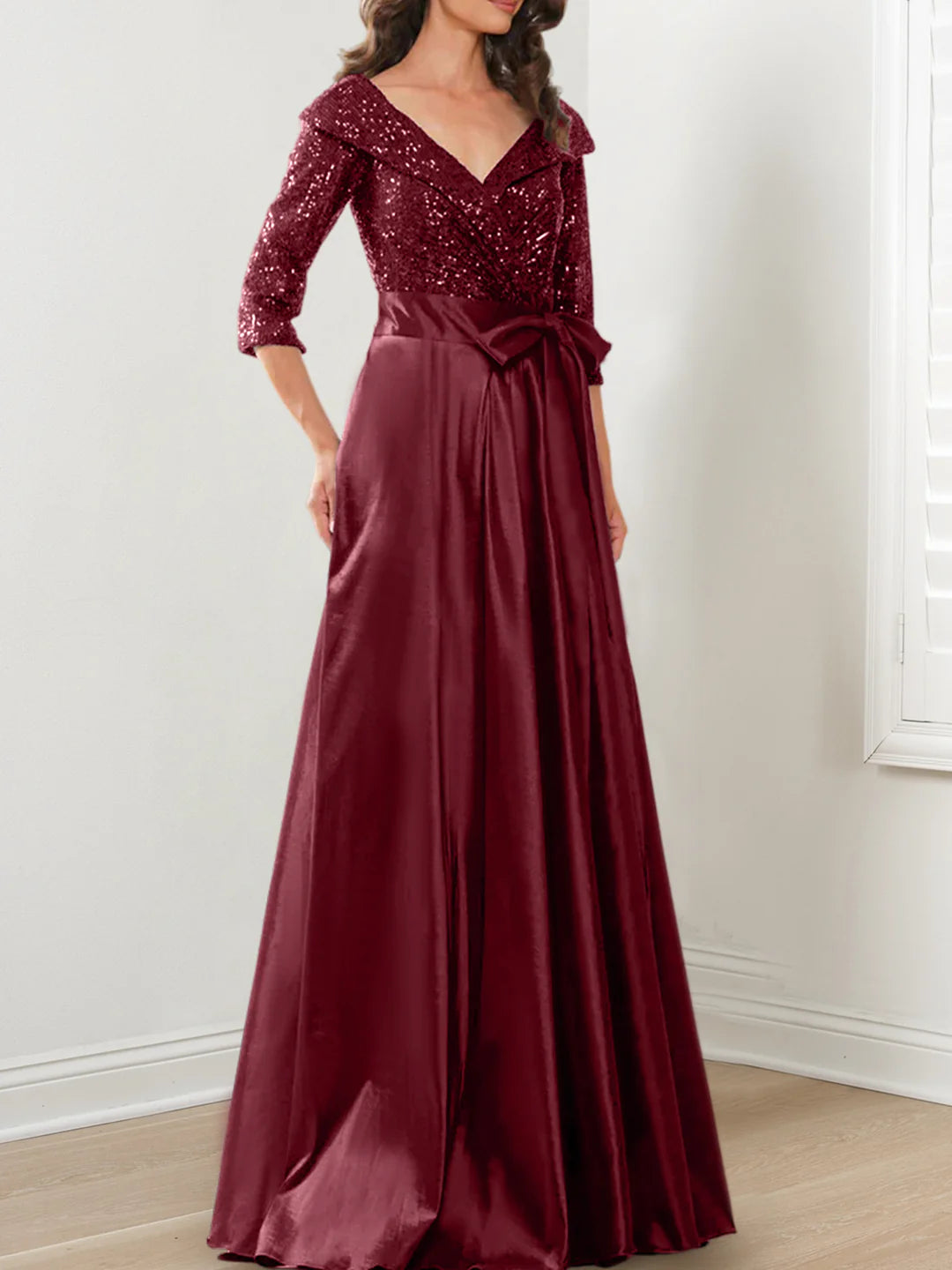A-Line V-Neck Floor-Length Mother Of The Bride Dresses