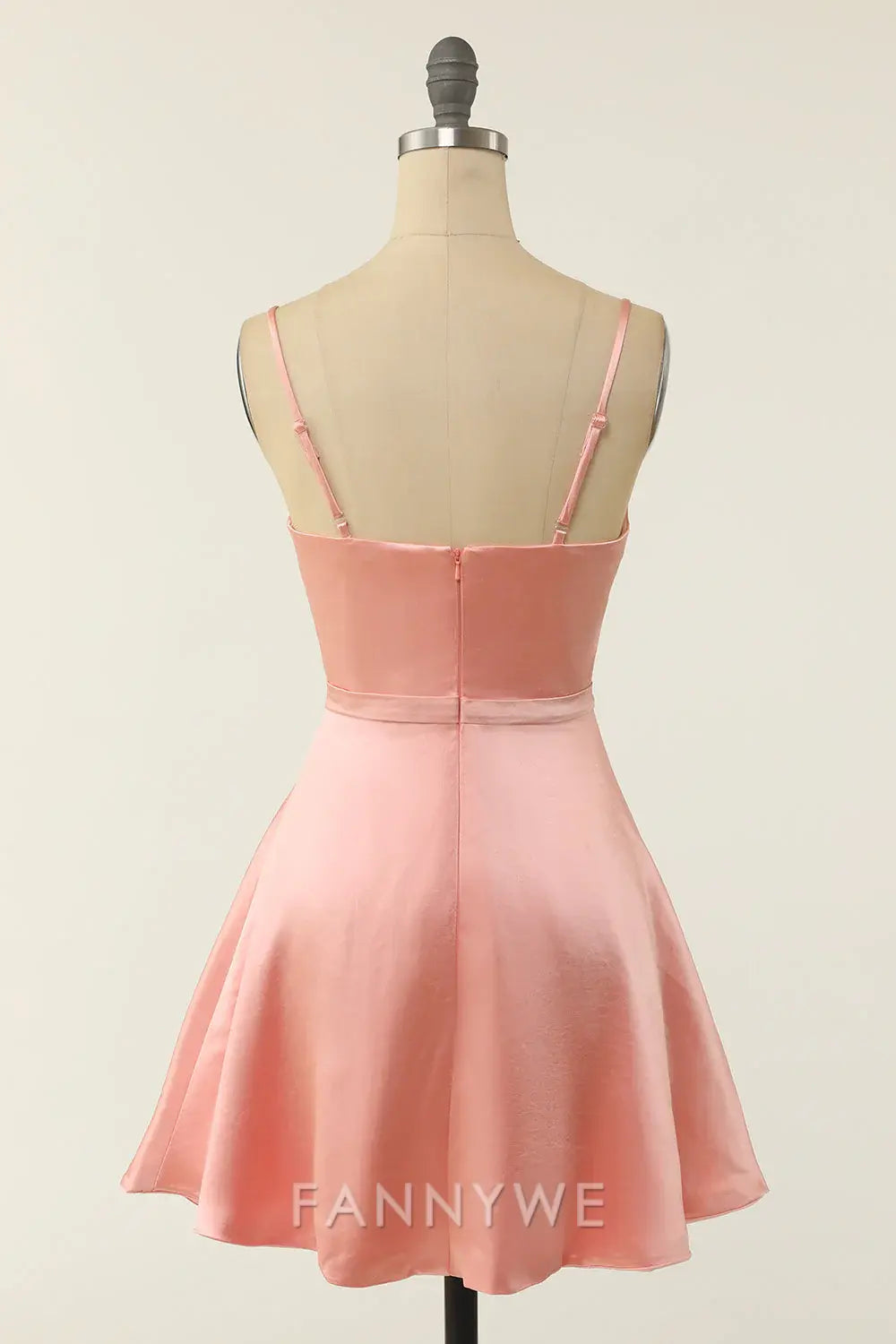 FannyWe Elegant Cute A Line Spaghetti Straps Blush Short Homecoming Dress formal wear dresses