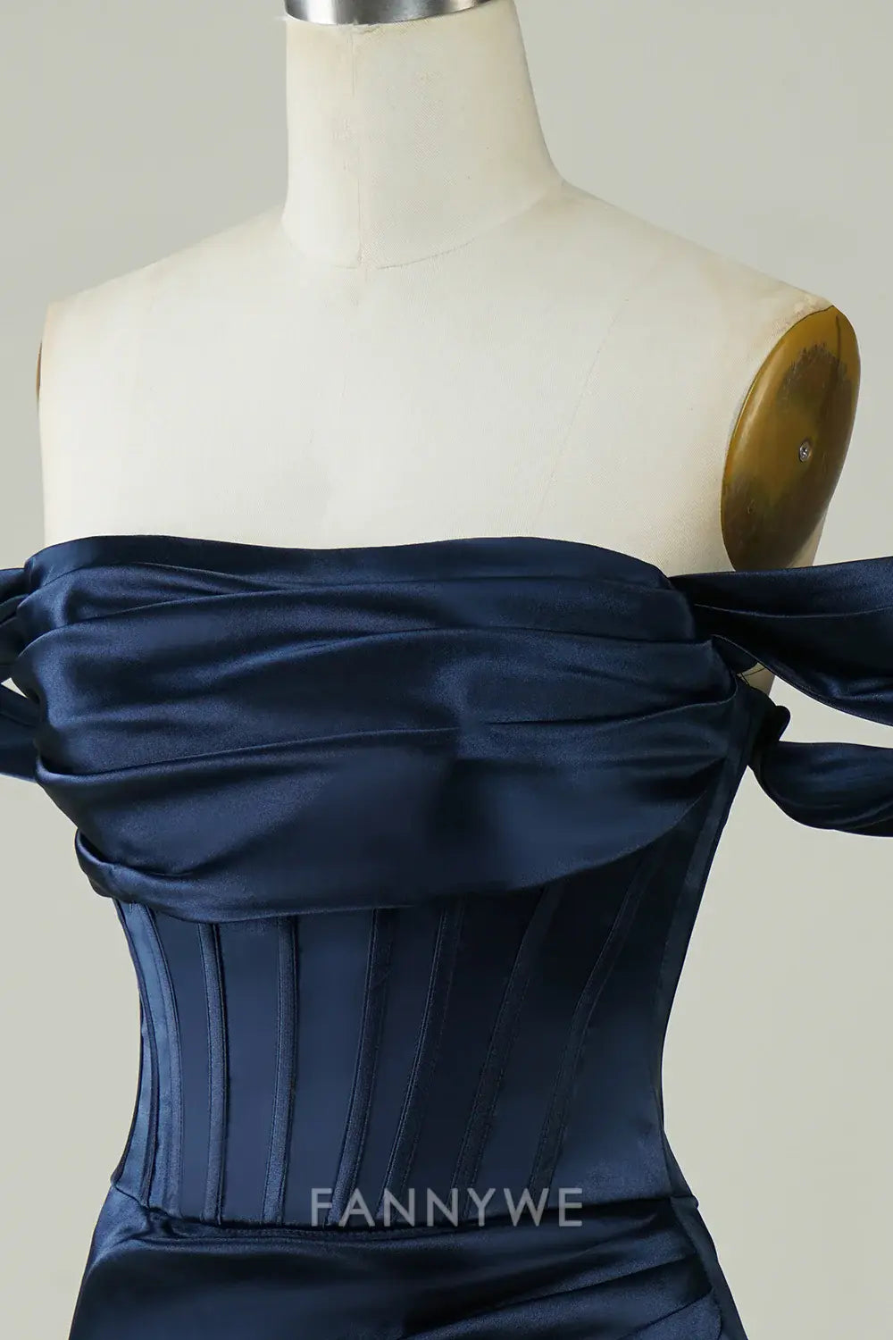 FannyWe Elegant Navy Off the Shoulder Asymmetrical Tight Short Homecoming Dress formal wear dresses