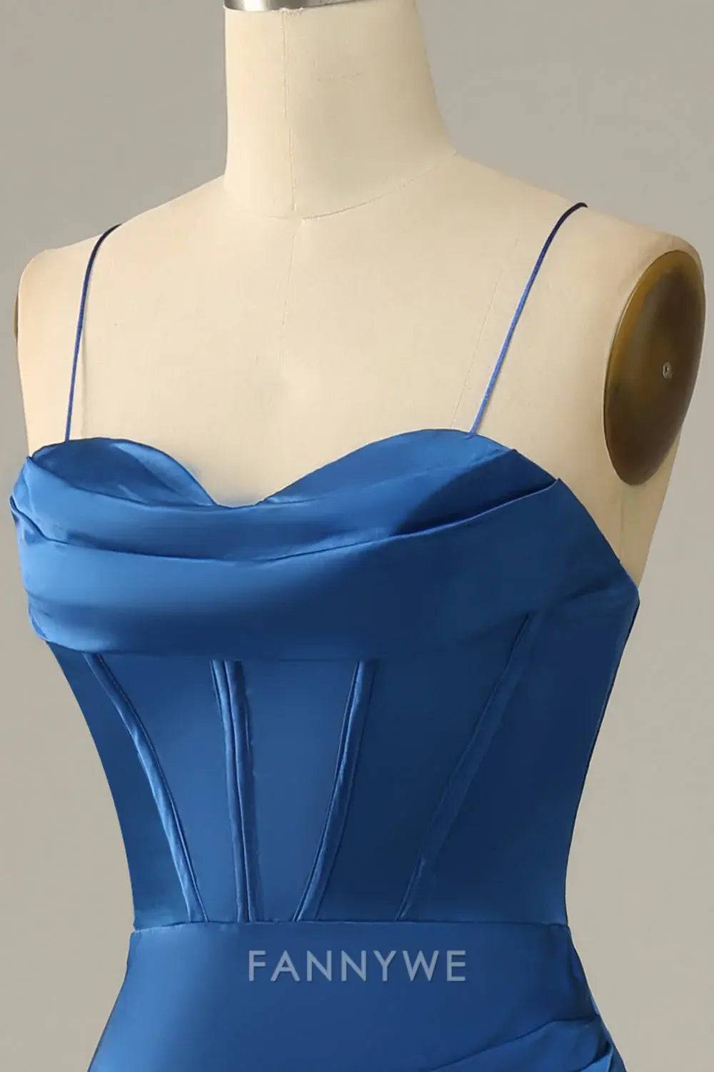 FannyWe Elegant Satin Cowl Neck Gown with Side Slit & Mermaid Silhouette formal wear dresses