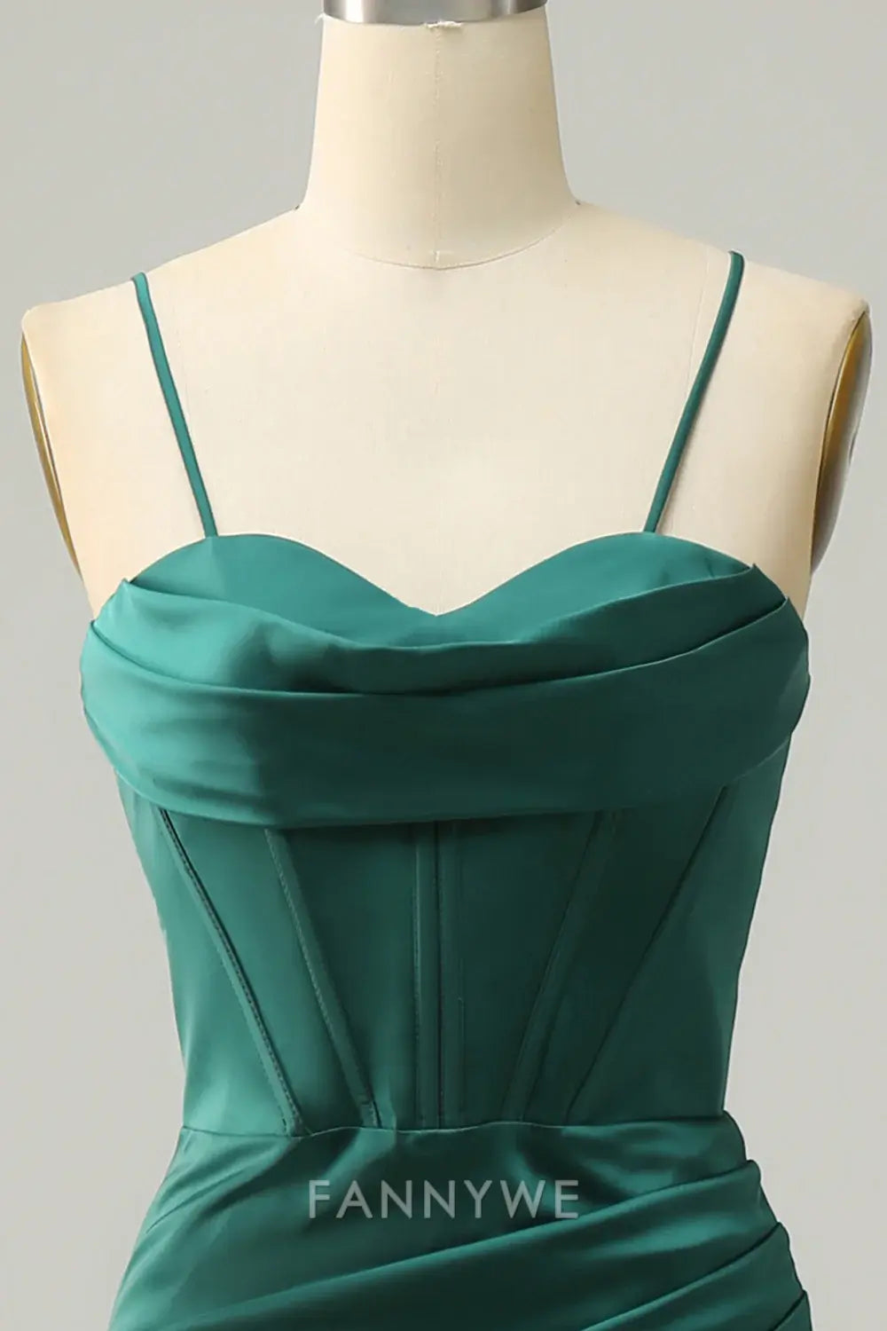 FannyWe Elegant Satin Cowl Neck Gown with Side Slit & Mermaid Silhouette formal wear dresses
