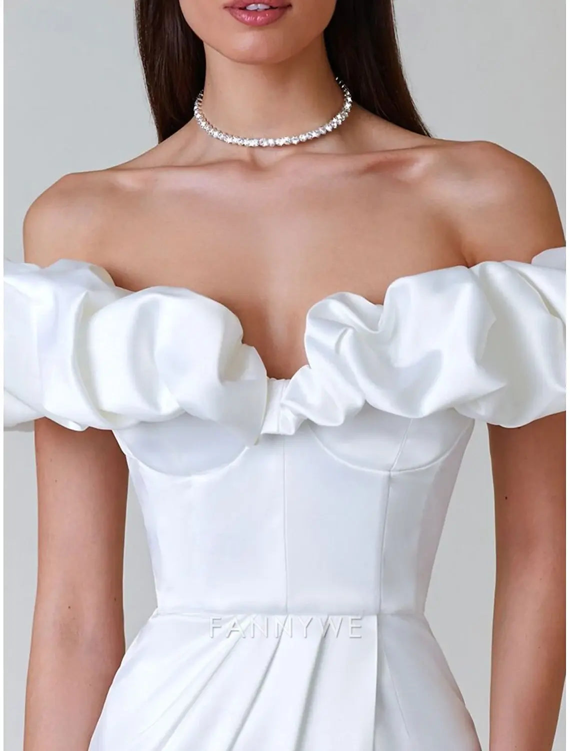 FannyWe Simple Mermaid / Trumpet Quinceanera Dresses Elegant Dress Wedding Wedding Guest Floor Length Ruffles Off Shoulder with Slit