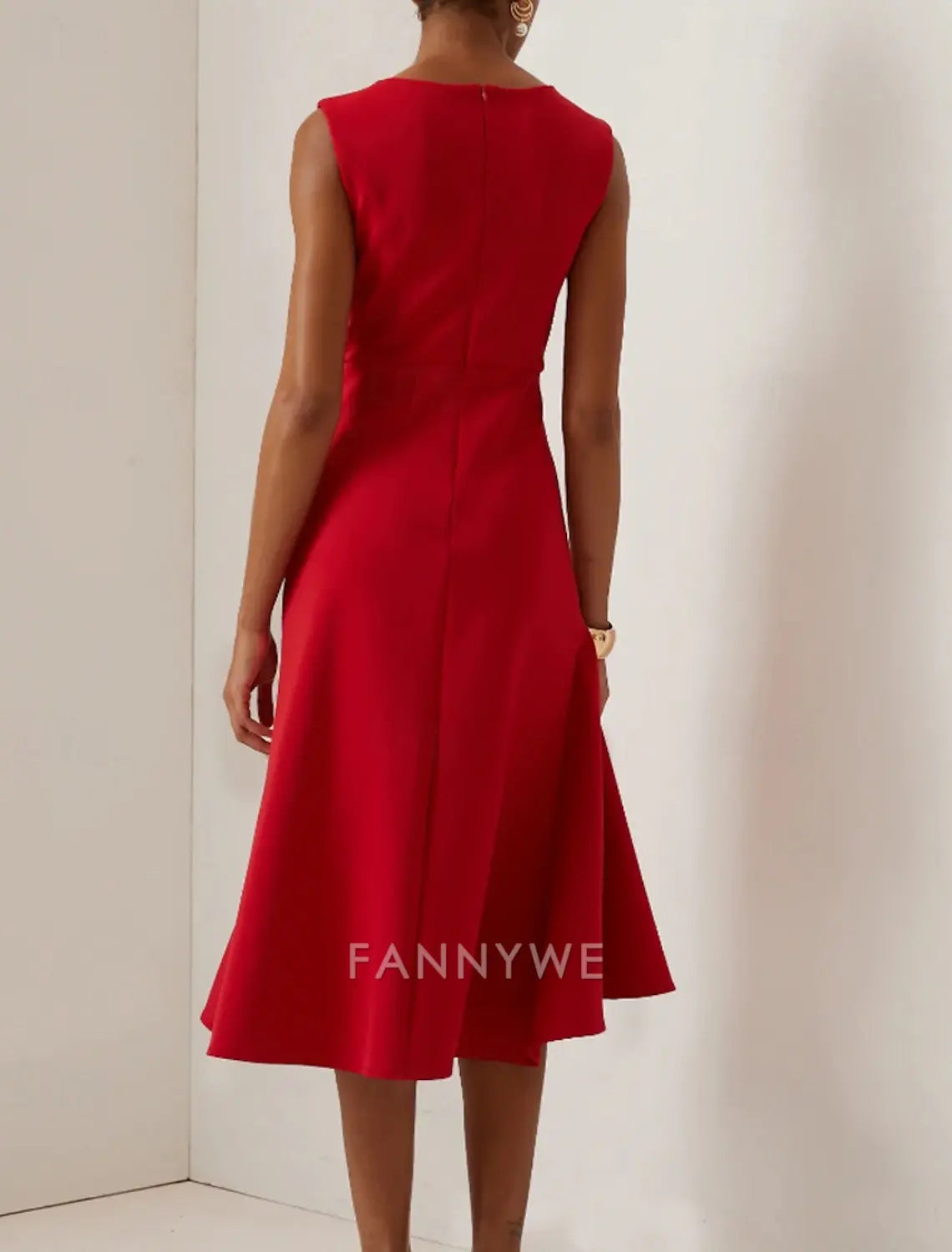 FannyWe Vestido Midi Sencillo para Mujer Vestido de Fiesta Vestido de Moda Fiesta de Noche Fiesta Cita Corte Regular Liso Sin Mangas Cuello Redondo Rojo Morado Azul Claro Verano